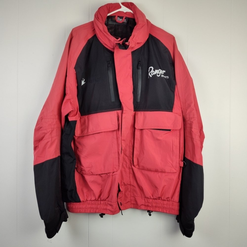 Vintage Ranger Boats Froggtoggs jacket Red Black size XL Damage To Mesh Lining